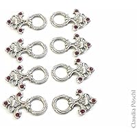 Miederhaken geschlossen Strass rot Trachtenknopf 8er Set