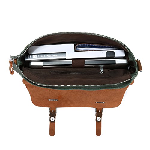 ECOSUSI Vintage Canvas Leder Aktentasche Umhängetasche Passt für max 14.7″ laptop - 3