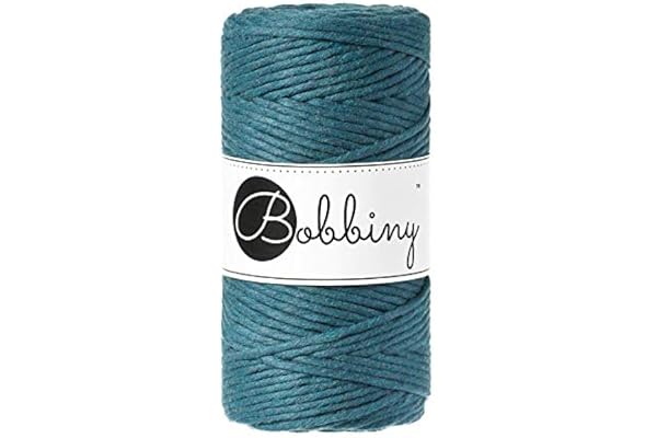 Bobbiny Cordon en Macramé 3 mm – 100 m au choix (bleu paon)