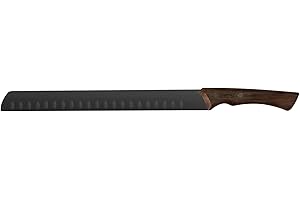 Tramontina - Cuchillo Slicer Churrasco Black, en Acero Inoxidable Oscurecido, para Cortes Grandes, Mango de Madera de 12", con Remaches, Color Negro, Tamaño de 43.5 cm
