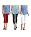 ROOLIUMS ® (Brand Factory Outlet) Superfine Cotton Lycra Capri Leggings Combo Pack of 3 (Red, Black and White) - FREE SIZE RS.469.00