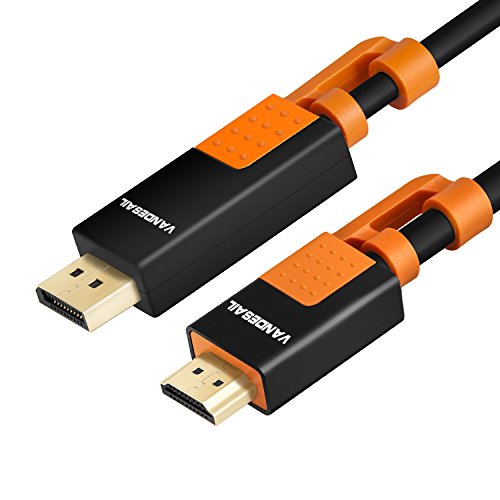 DP auf HDMI Kabel 3m, VANDESAIL Professionelle Gestärkt Schnelle Geschwindigkeit DisplayPort 1.2 auf HDMI HDTV Male to Male Kabel mit Vergoldet Doppelt Geschirmt Unterstützung 1080P Auflösung (DP auf HDMI, M/M)