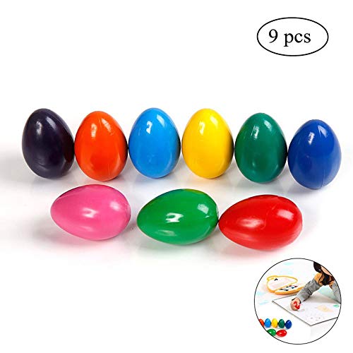 Leegoal Crayons for Toddlers, MOGOI 9 Colors Washabler Non-Toxic Paint Palm-Grip Solid Egg Crayons, Toddler Finger Crayons Sticks Stackable Toys Colour Pencil for Kids, Children, Boys and Girls