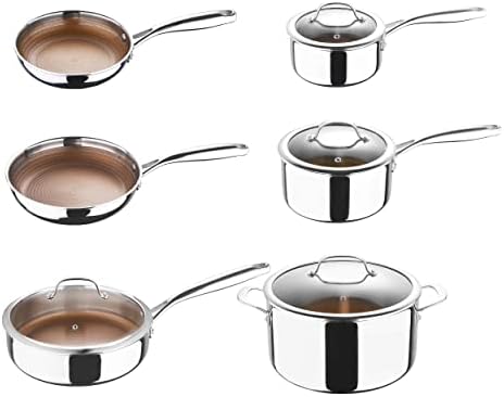 MasterPRO GIRO - Set di pentole - Include pentole e padelle - Acciaio inox - Rivestimento antiaderente - Adatto per il forno e per tutti i piani cottura
