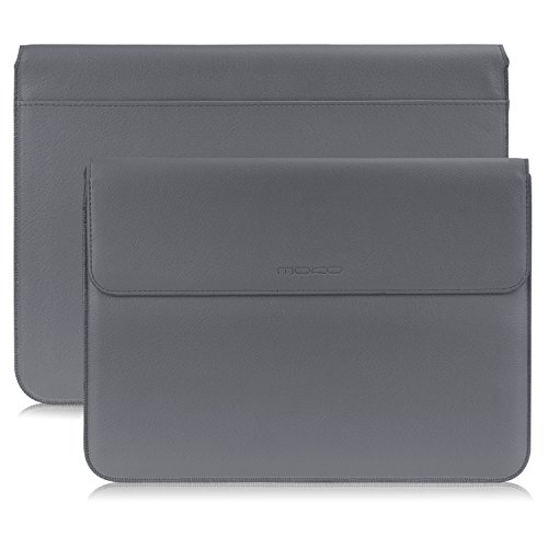 MoKo MacBook Air / Pro 13.3 Zoll Laptop Hülle - PU Leder Tasche Schutzhülle Lederhülle Wallet Case Leather Sleeve Aktentasche mit Karten-Slot für Apple MacBook Air / Macbook Pro 13.3 Zoll, Grau