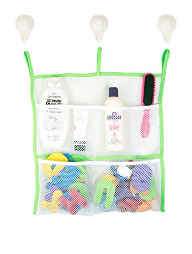 Nooni Care Organizzatore di Giocattoli da Bagno qualità Top-Ampio Spazio per i Giochi, Sacchetto Rete Giochi da Bagnetto con Ventosa Portaoggetti per Bambini, Verde