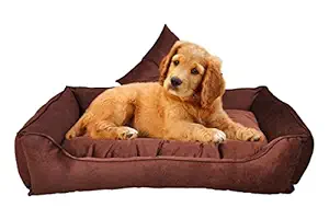 slatters be royal store Rectangular Shape Reversable Dual (Brown) Color Ultra Soft Ethnic Designer Velvet Bed for Dog/Cat (Export Quality) X-Large