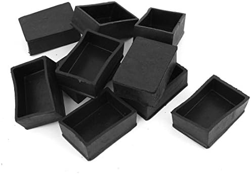 sourcingmap Rubber Rectangular Cover Table Foot Leg End Caps 40x60mm 10Pcs Black