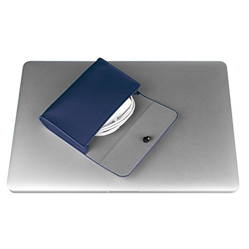 Fintie Schutzbeutel Tasche aus Kunstleder zum Verstauen elektronischen Zubehör Elektronische Organisator Tragetasche Reisetasche für MacBook Maus / Netzadapter / Kabel / SSD / HDD Enclosure / Powerbank, Marineblau - 3