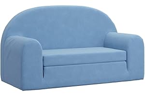 vidaXL Kindersofa 2-Sitzer Kinderzimmersofa Sofa Kindercouch Kindersessel Kindermöbel Minisofa Doppelsofa Kinderzimmer Blau Weich Plüsch