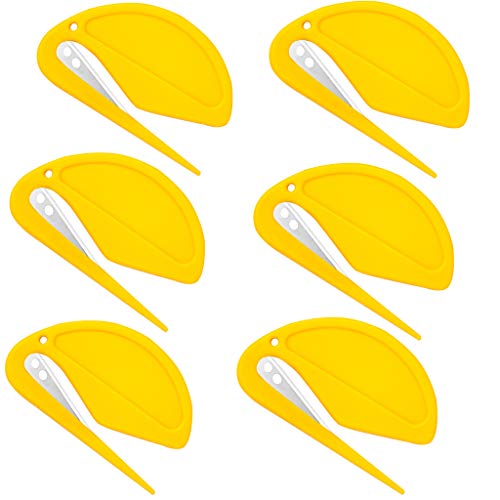 Sobres de plástico con diseño de hojas de afeitar, sobres y paquetes para oficina en casa, 6 unidades, color Yellow - 6pcs