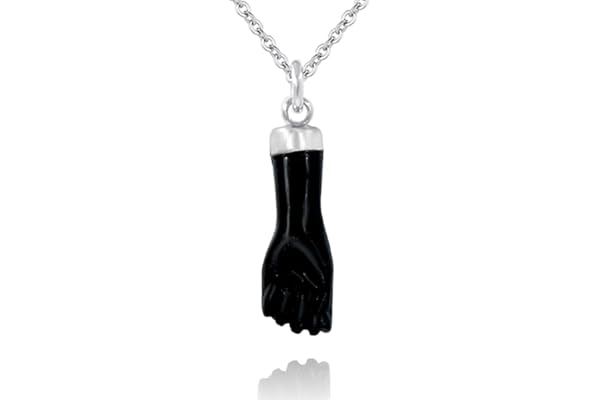 Colgante mano negra con cadena de plata 925 - Amuletos de la suerte y proteccion con colgantito en color azabache - El collar higa puño o figa se envía en una caja de regalo