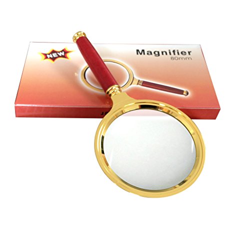 VISIONU Lente d'ingrandimento Portatile Ø65mm con Manico in Legno Ingrandimento 4X