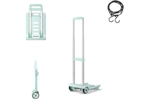 Diable pliable de 40 kg, chariot à main multifonction robuste pour bagages, voyage, déménagement automatique, bureau, chariot pliable, vert