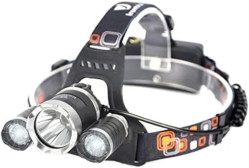 LED Headlamp Head Torch Rechargeable Waterproof Headlight 3 LED Light Source 4 Lighting Modes for Camping Hiking Fishing and Outdoor Activities(3*CREE XM-T6 LED)