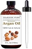 Moroccan Argan Oil for Hair and Face From Majestic Pure (118 ml), 100% Natural, Organic, Cold Pressed & Triple Extra Virgin Grade 1 Argan Oil