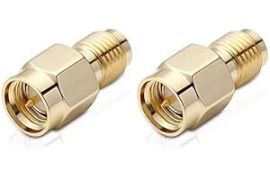 conecto Adapter SMA, złącze SMA, wtyk SMA z pinem do gniazda RP-SMA z pinem, adapter do łączenia złączy SMA, pozłacany, zestaw 2 szt
