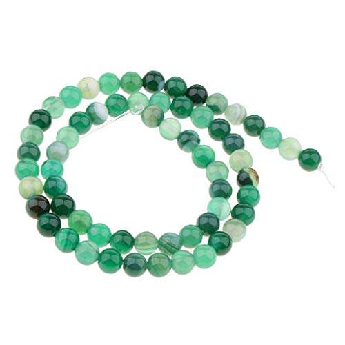 P Prettyia Vintage Glossy Stripe Green Agate Beads for Jewelry Making Gemstone Semi Precious Spacer Beads 4mm-10mm - 6mm