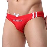 Coolster Herren Stretch Verstellbare Slips Swim Panties Dreieckige Trunks Shorts Bademode (Tag M, Rot)