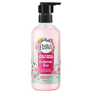 Buds & Berries Detox & Refresh Bulgarian Rose Bodywash, No Paraben, No Soap, 300 ml