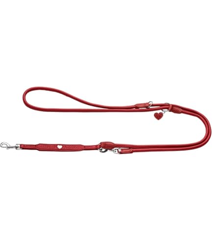 HUNTER hondenhalsband LOVE, kleur: rood/zwart, zacht en robuust rundleer, afzonderlijk ingenaaide harten, handgemaakt, hoog draagcomfort, bijzonder soepel, Made in Germany, maat: 32