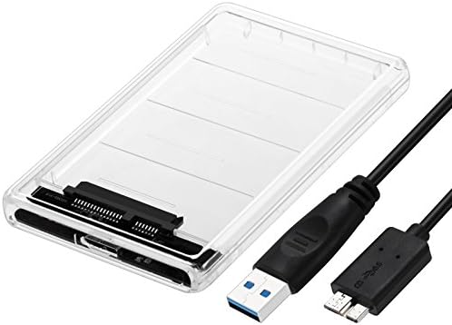USB 3.0 to SATA Hard Drive Enclosure External HDD Enclosure for 9.5mm/7mm 2.5 Inch SATA HDD/SSD Tool-Free Transparent External Case SSD UASP Portable Max 2TB HDD Enclosure Mac OS / Windows