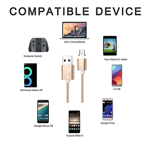 [Die neue Version]Magnet USB C Kabel auf USB 3.0 A- Lebenslange Garantieserie -TUOYA Magnetisches USB-C Ladekabel- Fast Charging-Magnetisches Type C Ladekabel Kabel – Type C Datenkabel Hochwertig mit LED Statusanzeige für Android Smartphones OnePlus 3 Huawai Mate Honor Google Pixel Nexus HTC Xperia Samsung Galaxy Type-C-Geräten (2*Pack Gold) - 7