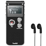 Dictaphone Numérique, Vankii 8GB Enregistreur Vocal Audio Portable LCD Ecran Ultra-Mince Connexion PC Lecteur MP3 Mémoire Interne pour Cours Réunion Discours Présentation Instrument Chant Entretien