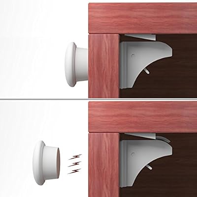 KIDUKU® Lot de 4 Serrure magnétique Bloque-placard magnétique Fermoir sécurité pour portes de placard et tiroirs, Armoire pour détergents, Sécurité des Enfants invisible