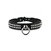 Produktbild SiaLinda: Halsband echtes Elch Leder Strass schwarz 20mm breit. Leder Halsband O-Ring Kristall. Halsband SM Gothic Punk BDSM Choker. Sehr bequem, da gepolstert & 100% Echtleder. Geschenkverpackung. Handarbeit. Topqualität!