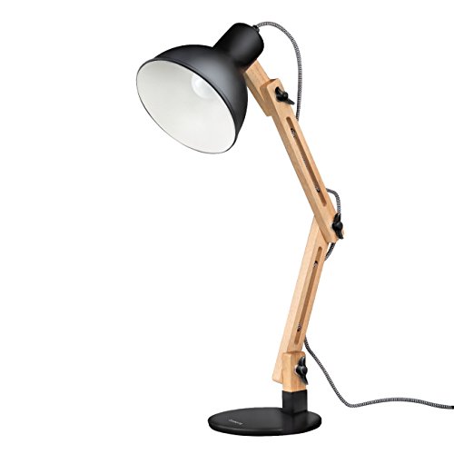 spécifications Tomons Décoration Lampe de Table Lampe de Bureau Salon Design Original Lampe en Bois Architecte Moderne Réglable Luminaire Industrielle à Poser, Noire
