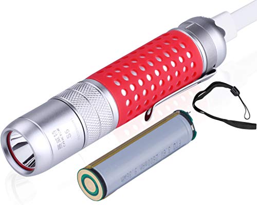 Bateria Linterna Led Recargable USB Alta Potencia CREE Mini Linterna 18650 Pilas Resistente al Agua IPX8 Tactica Militar Exterior Camping Policial Antorcha Lanterna de Mano Bolsillo 800 lúmene Lampara