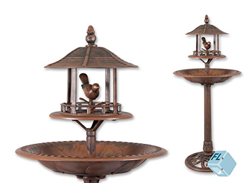 Vogelhotel 'Lovely Bird' Höhe: 111 cm, braun/kupfer, detailreich gearbeitet, aus Kunststoff, Vogeltränke Vogelbad Vogelfutterplatz