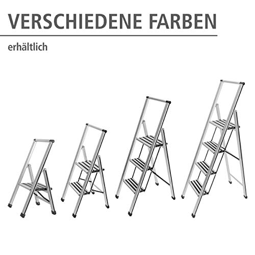 Wenko 601016100 Alu-Design Klapptrittleiter Haushaltsleiter, Aluminium beschichtet, 44 x 127 x 5,5 cm, weiß, 3-stufig - 7