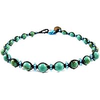 Fußkettchen Türkis Makramee Thailand Fußband Boho Tribal Surfer Hippie Chic Perlen