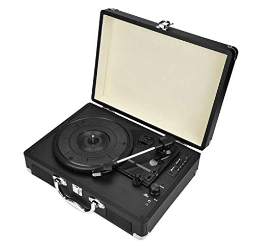Record Player,3 Speed Bluetooth Turntable for Vinyl Records with Speakers,Portable Briefcase Style Supports Vinyl-to-MP3 Recording,Headphone Jack,RCA Output,Aux Input and USB/SD Encoding,Great Gifts
