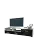Produktbild Mirjan24  TV Lowboard Board Lyon, TV Tisch, TV-Bank, Fernsehschrank B:150 cm, H:33 cm, T:45 cm, Fernsehtisch Schrank (Weiß/Schwarz Hochglanz)