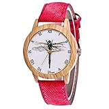 IG Invictus Damen Mode Casual Lederstrap Analog Quarz Runde Uhr T339 N Quarzuhr Rote Quarz Uhr