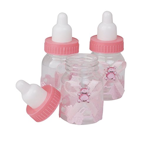 Tinksky Baby Candy Box Flasche Baby Shower Geschenk Box Party bevorzugt Taufe Geschenkpaket von 12(Pink) - 6