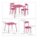 Relaxdays Kindersitzgruppe FUNNY mit Prinzessinnen-Motiv, 1 Tisch, 2 Stühle, Holz, Kindertischgruppe für Mädchen, rosa - 2
