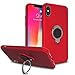 Produktbild MMLC Für iPhone XS Max Hülle 360 ° Verstellbarer Fingerring Grip Stand Slim Fit Shockproof Schutzhülle (Red)