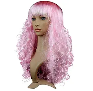 KRIWIN Baby Pink Color Synthetic Long Hair Wig( 23