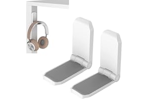 KIWIFOTOS Samoprzylepny uchwyt na słuchawki do biurka, do gier komputerowych, składany uchwyt na słuchawki pod biurkiem – biały, 2 sztuki