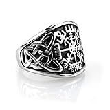 Material: Edelstahl Edelstahl Ring Vegvisir mit Keltischen Knoten - Silber