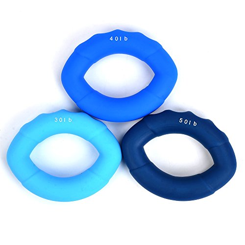 ATPWONZ Handtrainer Ring Silikon, Hand Grip Trainer Strengthener, 3er-Fingertrainer Set, Fingertrainer Klettern, Unterarmtrainer - 4