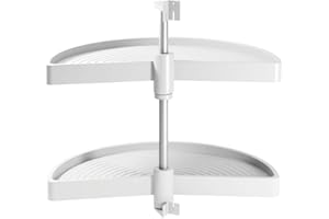 Emuca - Guarnitura Girevole per Mobile ad Angolo di Cucina, cestelli girevoli a Mezzaluna di Ø650mm per Base di 800mm, Bianco