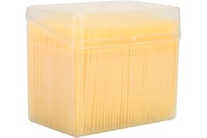 BORDSTRACT 1100 Stück Einweg-Kunststoff-Zahnstocher Zahnstocher, Doppelkopf, tragbar, praktisch, Zahnstocher, Mundpflege, Zahnseide mit durchsichtigem Etui (Gelb)