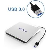 External DVD Drive, DOY USB 3.0 Burner DVD +RW/CD +RW Drive with Embedded USB Cable for Laptops PC, Desktop, Apple Macbook, Macbook Pro, Macbook Air Support Mac OSX Windows Vista/ 7/ 8/ 10(White)