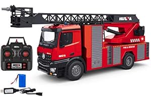 s-idee® S1561 - Escalera de bomberos (escala 1:14, camión, 12 canales, Huina 1561, con función de salpicadura)