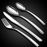 【16-teilig für 4 Personen】 16-teiliges Silberbesteck Set für 4 Personen besteht aus 4 Steakmessern, 4 Tafelgabeln, 4 Esslöffeln und 4 Teelöffeln. Das ist ein Muss für eine voll ausgestattete Küche. Genießen Sie ein super Dinner mit Ihrer Familie oder Ihren Freunden